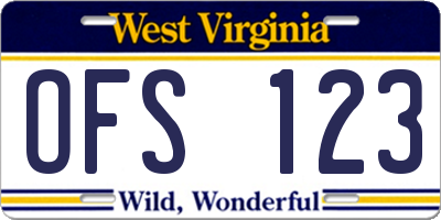 WV license plate OFS123