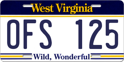 WV license plate OFS125
