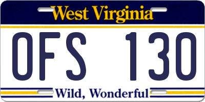 WV license plate OFS130