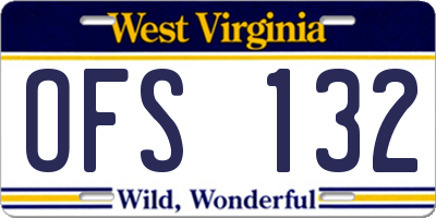 WV license plate OFS132
