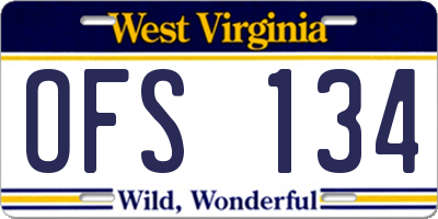 WV license plate OFS134
