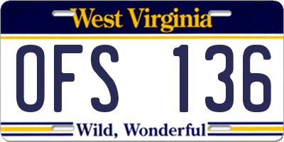 WV license plate OFS136