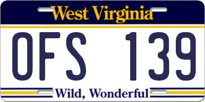 WV license plate OFS139