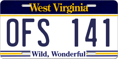 WV license plate OFS141