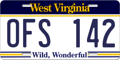 WV license plate OFS142