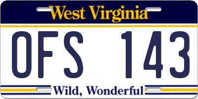WV license plate OFS143