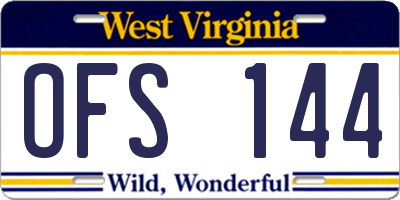WV license plate OFS144