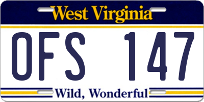WV license plate OFS147