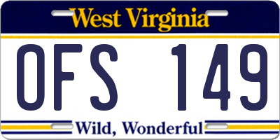 WV license plate OFS149