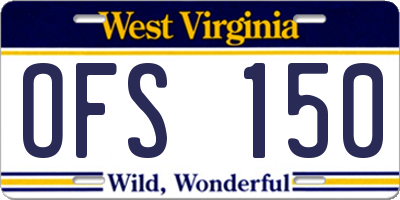 WV license plate OFS150