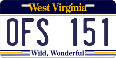 WV license plate OFS151