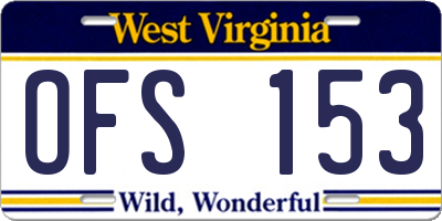 WV license plate OFS153