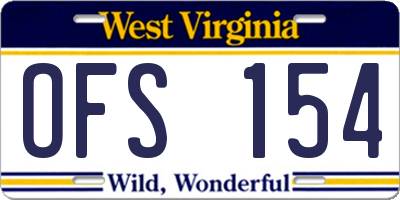 WV license plate OFS154