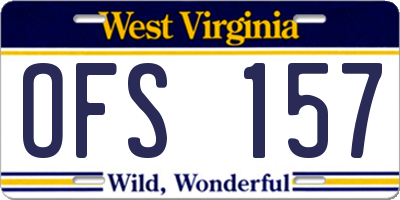 WV license plate OFS157