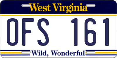 WV license plate OFS161