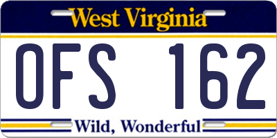 WV license plate OFS162