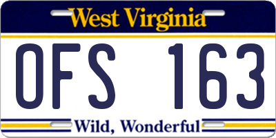 WV license plate OFS163