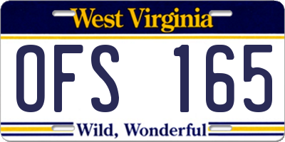 WV license plate OFS165