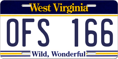 WV license plate OFS166