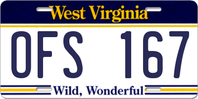 WV license plate OFS167