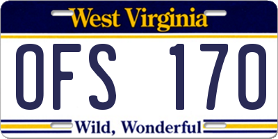 WV license plate OFS170