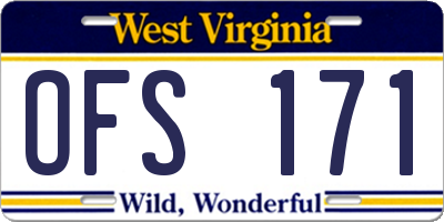 WV license plate OFS171