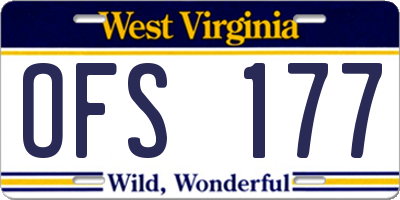 WV license plate OFS177