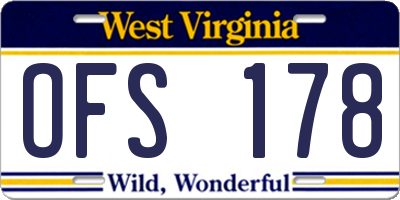 WV license plate OFS178