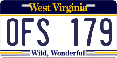 WV license plate OFS179