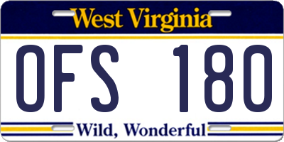 WV license plate OFS180