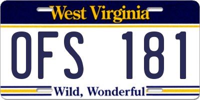 WV license plate OFS181
