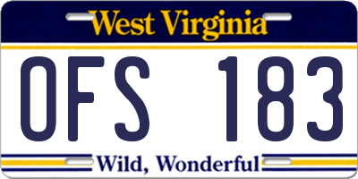 WV license plate OFS183