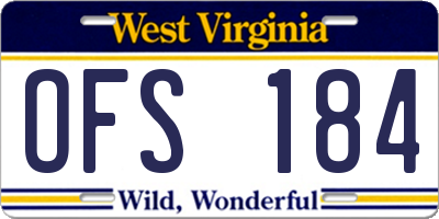 WV license plate OFS184