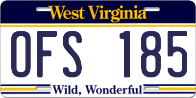 WV license plate OFS185