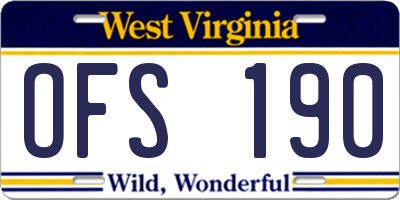 WV license plate OFS190