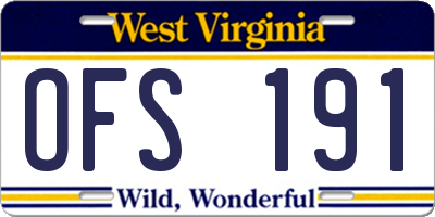 WV license plate OFS191