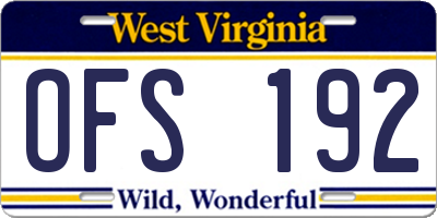 WV license plate OFS192