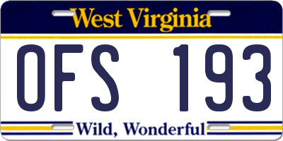 WV license plate OFS193