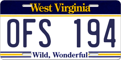 WV license plate OFS194