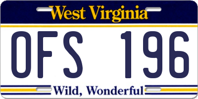 WV license plate OFS196