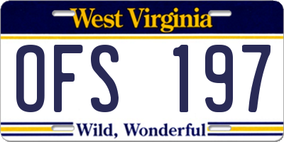 WV license plate OFS197