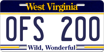 WV license plate OFS200