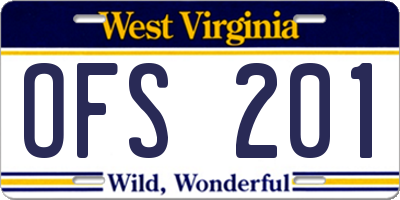WV license plate OFS201