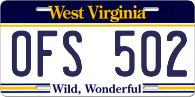 WV license plate OFS502