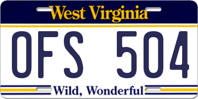 WV license plate OFS504