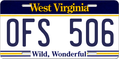 WV license plate OFS506