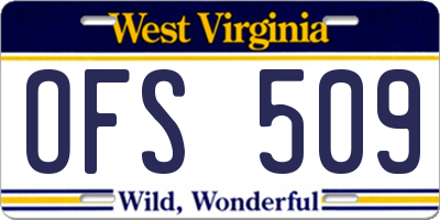 WV license plate OFS509