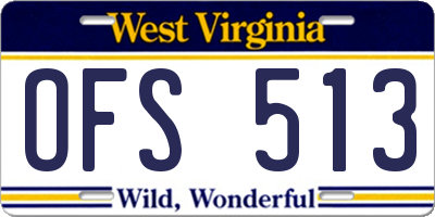 WV license plate OFS513