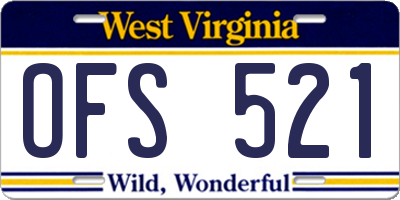 WV license plate OFS521