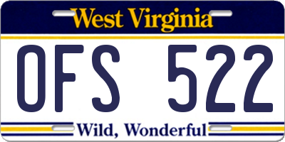 WV license plate OFS522